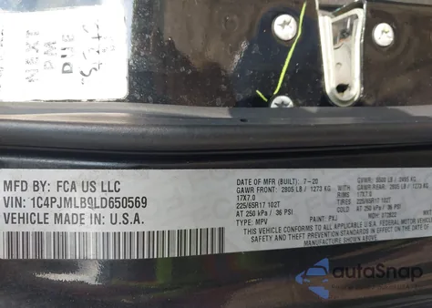 2020 Jeep Cherokee Latitude Plus 4X4 from USA, damaged, VIN 1C4PJMLB9LD650569